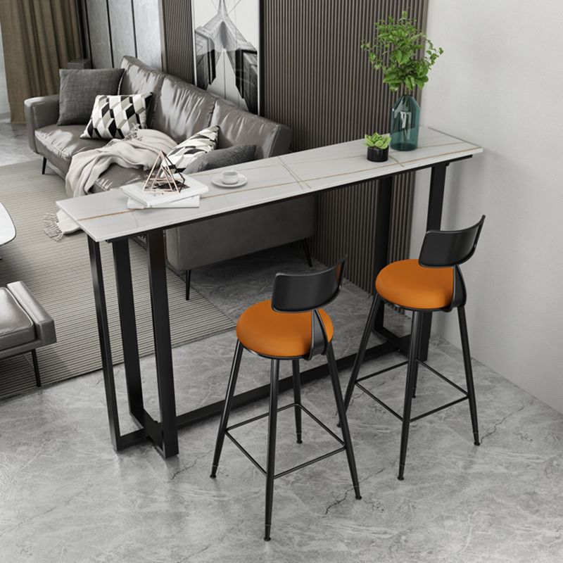 Stone Bar Dining Table Modern Rectangle Bar Table with Trestle for Living Room Balcony