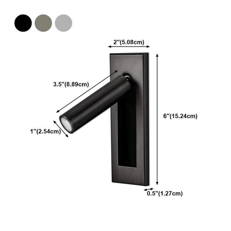 Apparecchi di illuminazione da parete rettangolare in stile moderno in metallo 1 luci di lettura montata a parete