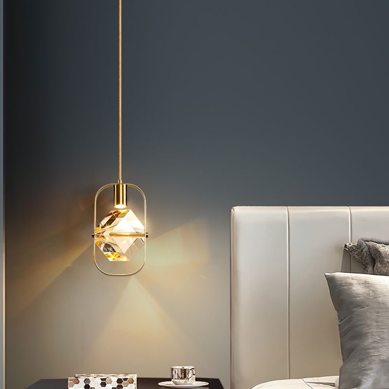 Géométrie Shape Crystal Pendante Light Modern Style Single Light Lampe suspendue en or