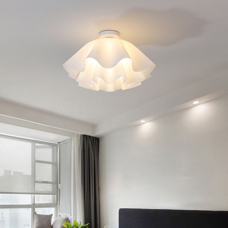 Flower Shape 1 - Light Flush Mount Light Iron and Acrylic Flush in White