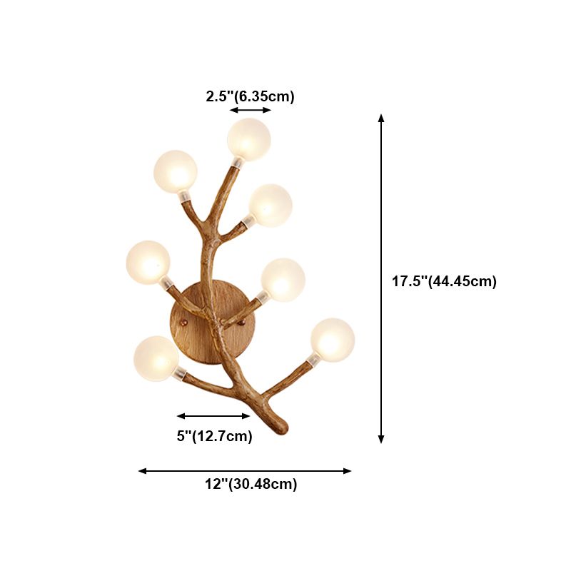 Japanese Style Glass Wall Light Branch Shape 7 Lights Wall Sconce for Bedroom