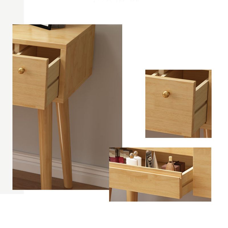 Scandinavian Bedroom Dressing Table Rubberwood Flip-Top Make-up Vanity