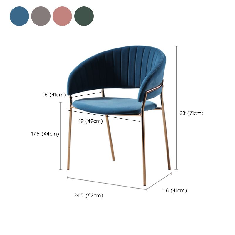 Glam Home Kitchen Dining Chair Velvet Upholstered Open Back Arm Chair