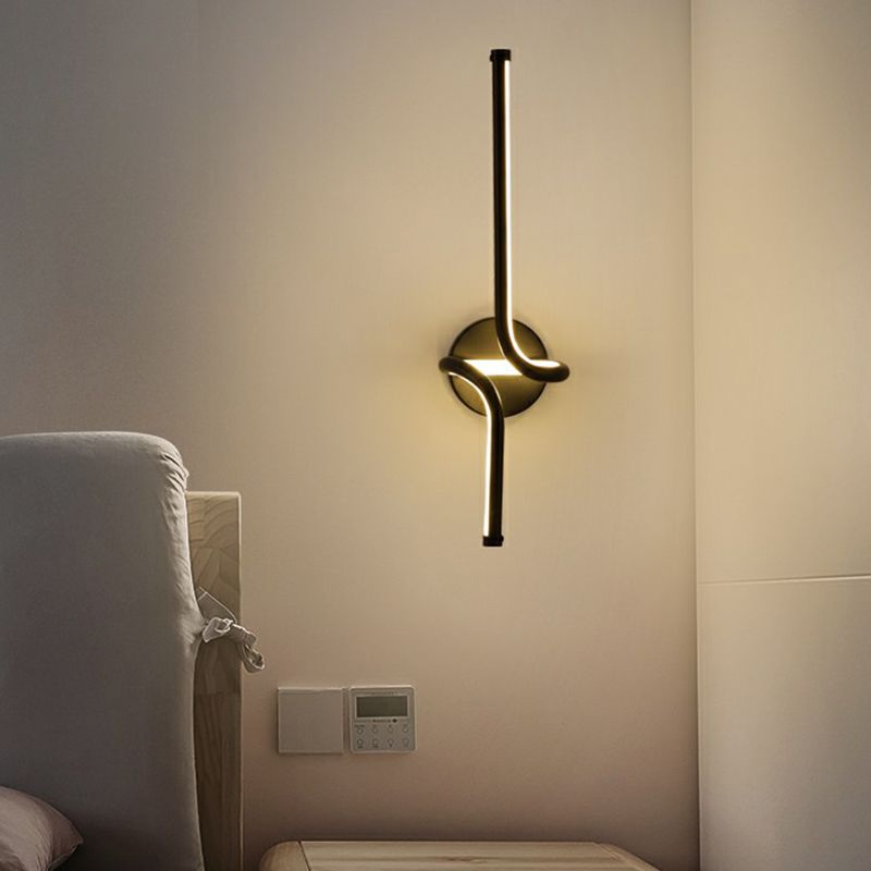 Linear Bedside Sconce Lighting Metallic Minimalist Style LED Wall Mount Light Fixture