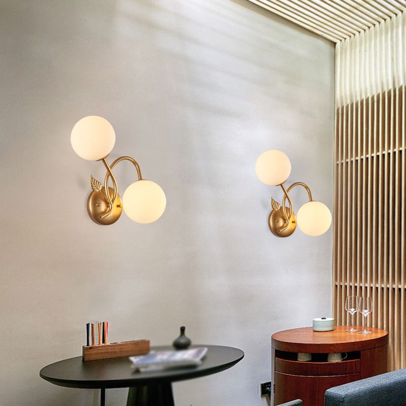 Modern Sconce Light Fixture 2-Light Wall Sconce with Metal and Glass for Living Room