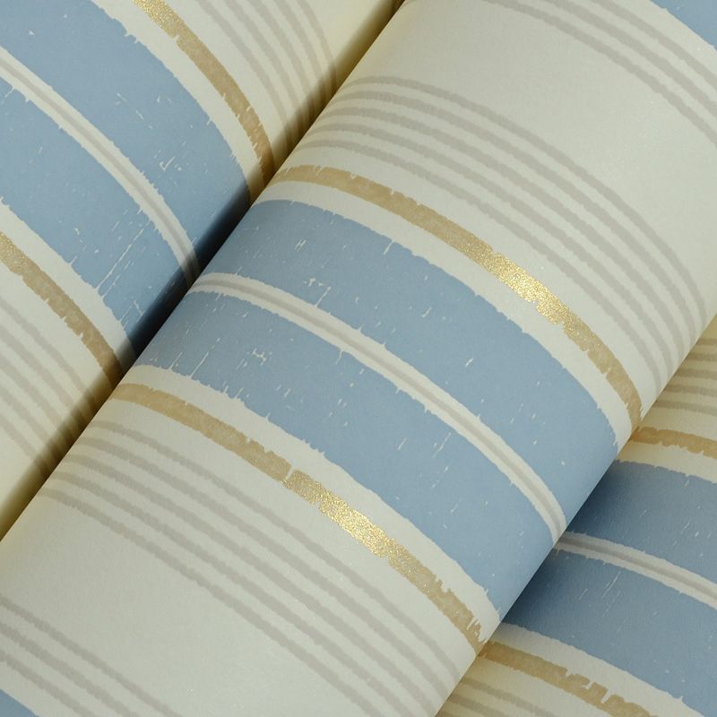 Vertical Stripe Wall Covering for Bedroom Decoration Modern Wallpaper in Blue, 33 ft. x 20.5 in