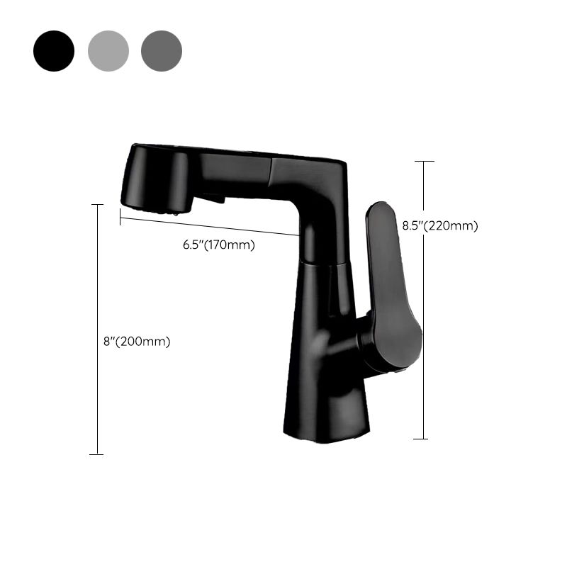 Modern Vessel Sink Faucet Lever Handle with Pull Down Sprayer