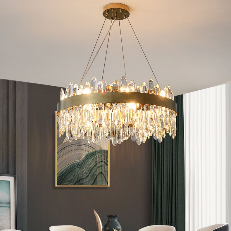 Luce lampadario in stile moderno Luce a sospensione in cristallo oro per soggiorno
