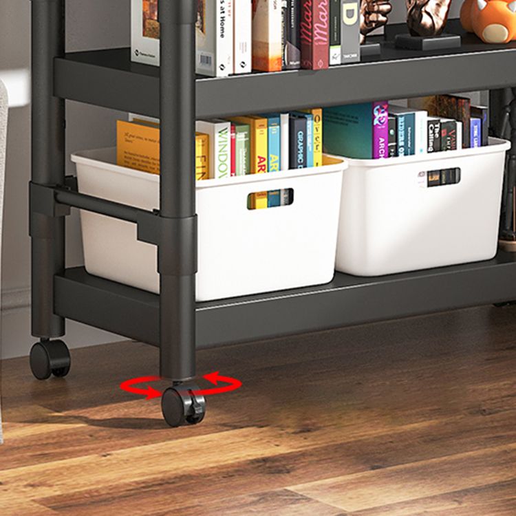 Industrial Style Metal Bookshelf Etagere Shelf Bookcase with Caster Wheels