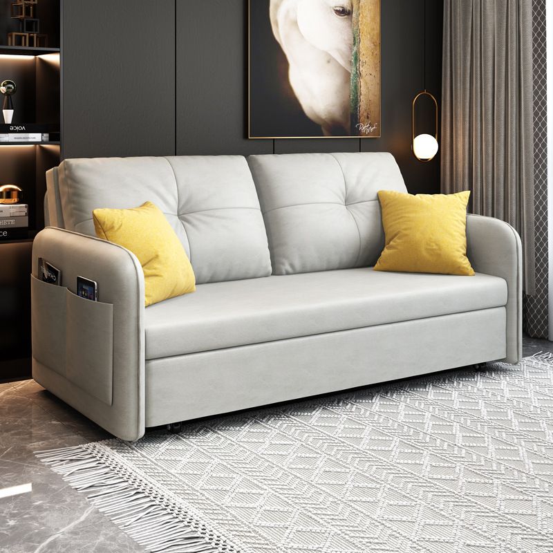 Faux leather Sleeper Sofa Light 32.67" Wide Gray Sofa Bed with Upholstered