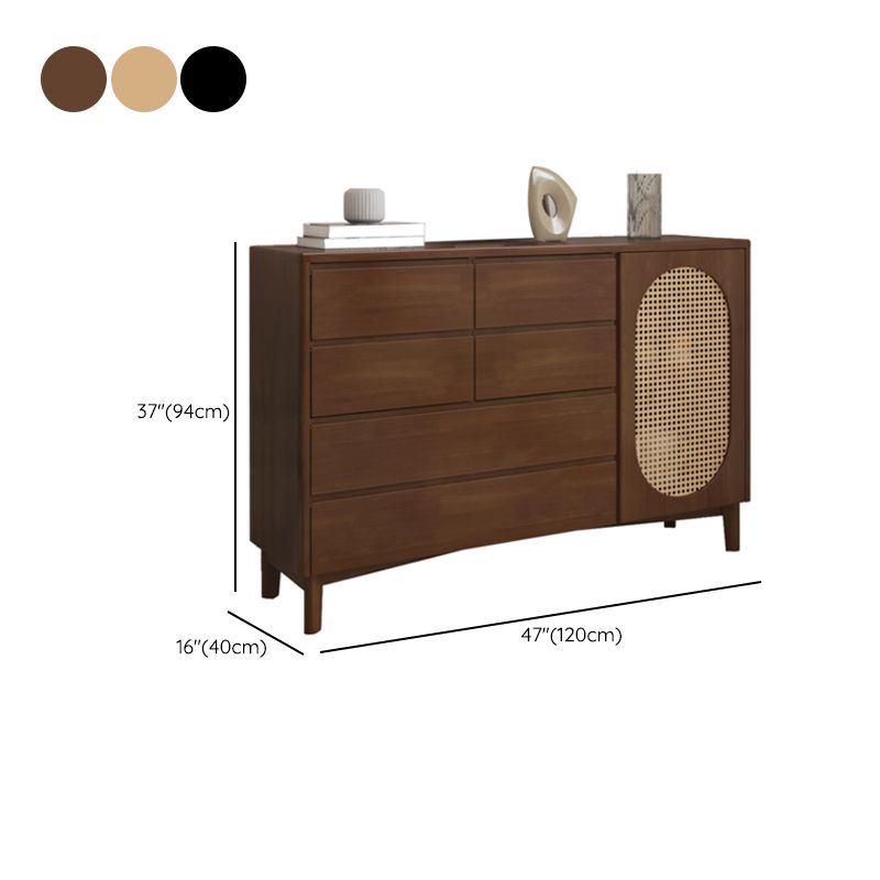 Contemporary Sideboard Cabinet Rubberwood Sideboard Table with Drawers for Living Room