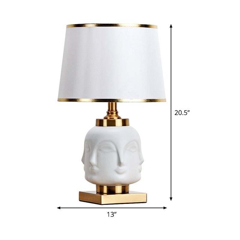 1 Glühbirnen Wohnzimmer Schreibtisch Lampe Nordische weiße Aufgabenbeleuchtung mit ausgestattetem Stoffton