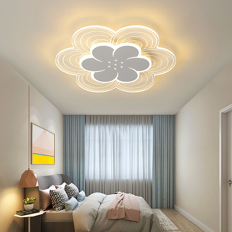 Blumen Acryl Led Flush Mount Einfache Stil Weiß Ceiling Mount Light Fassung für Schlafzimmer