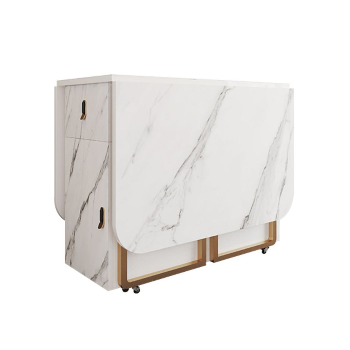 Modern Foldable Dining Room Set Standard Height with Gold Base Dining Furniture