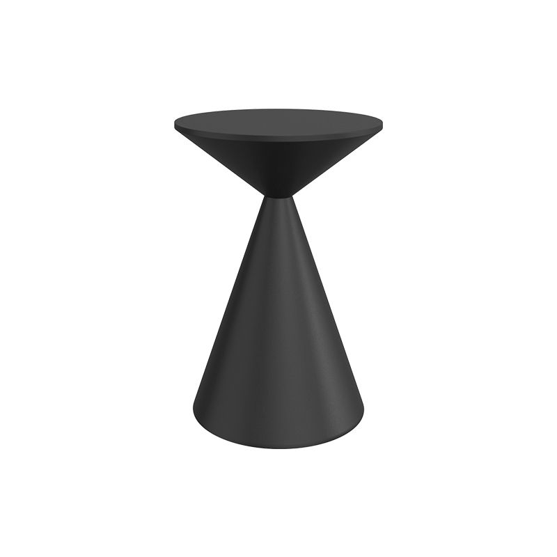 Mid-Century Modern Black / White Round Top Coffee Table Iron Pedestal Cocktail Table