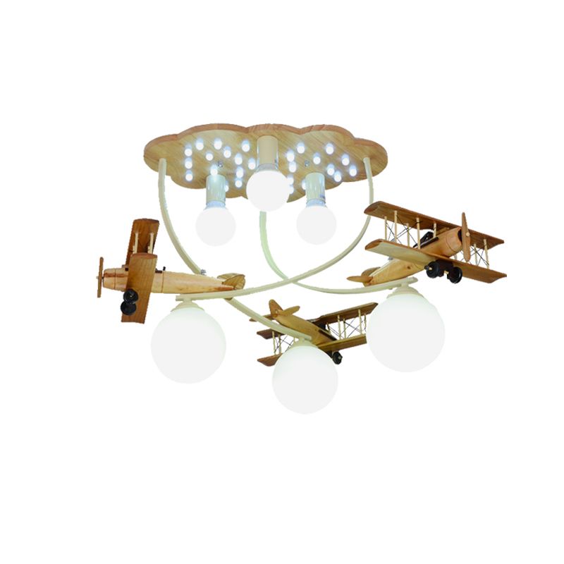 Modern Vivid Glider Ceiling Light 6 Lumières Metal Semi-Flush Mount Light for Baby Bedroom