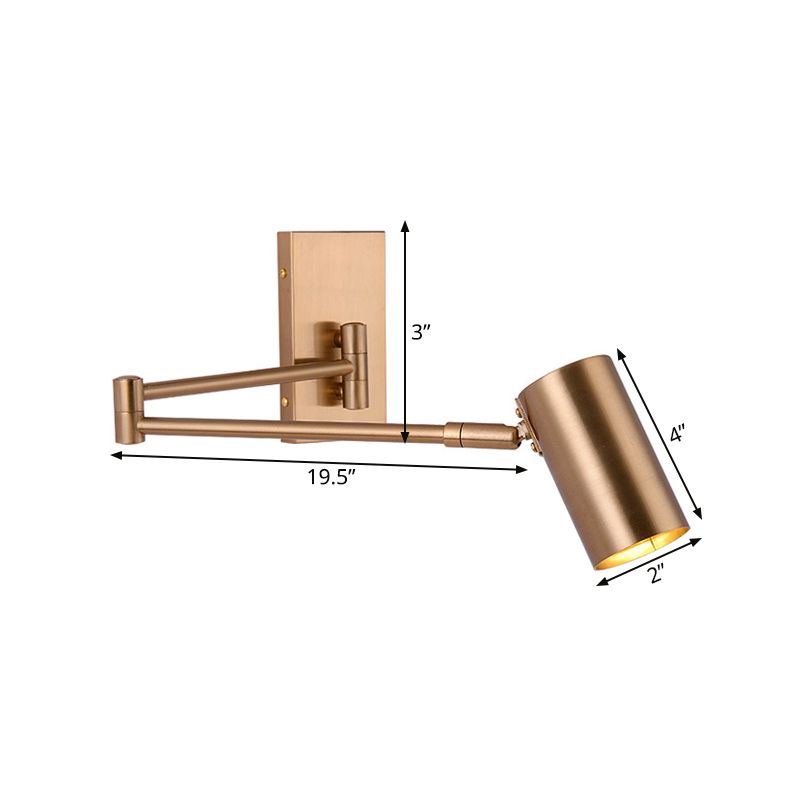 1 hoofd slaapkamer lampje Modernistische gouden led wandmontage verlichting met pijp metalen schaduw