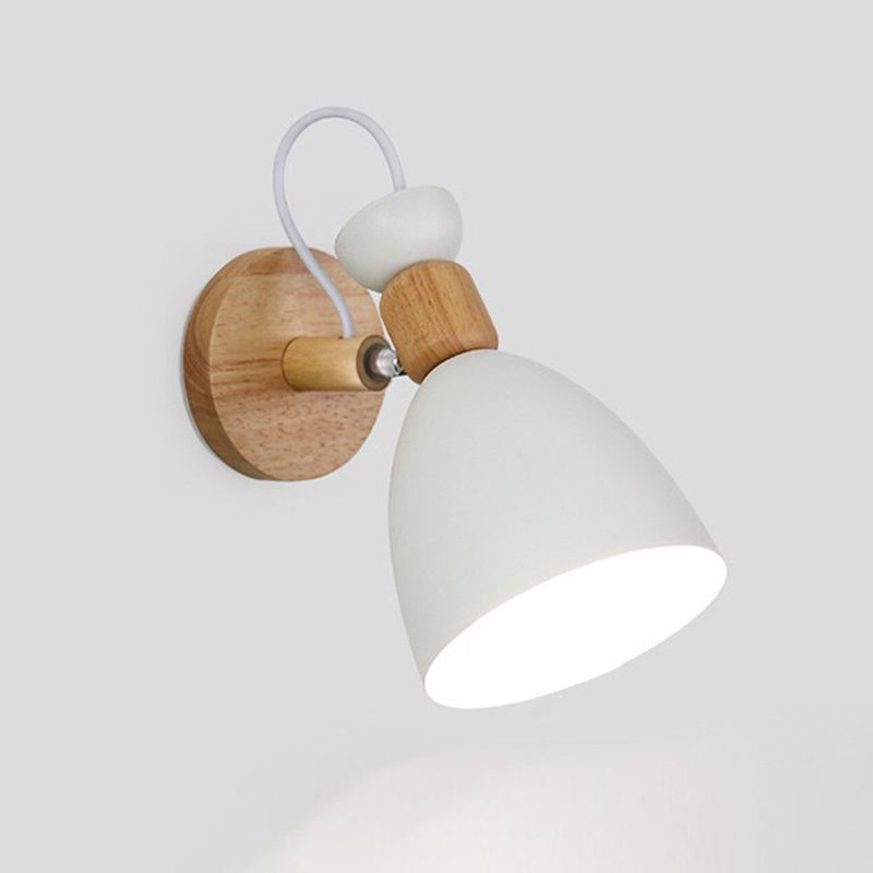 Macaron Style Cone Shape Wall Light Metal 1 Light Sconces in Black for Bedroom
