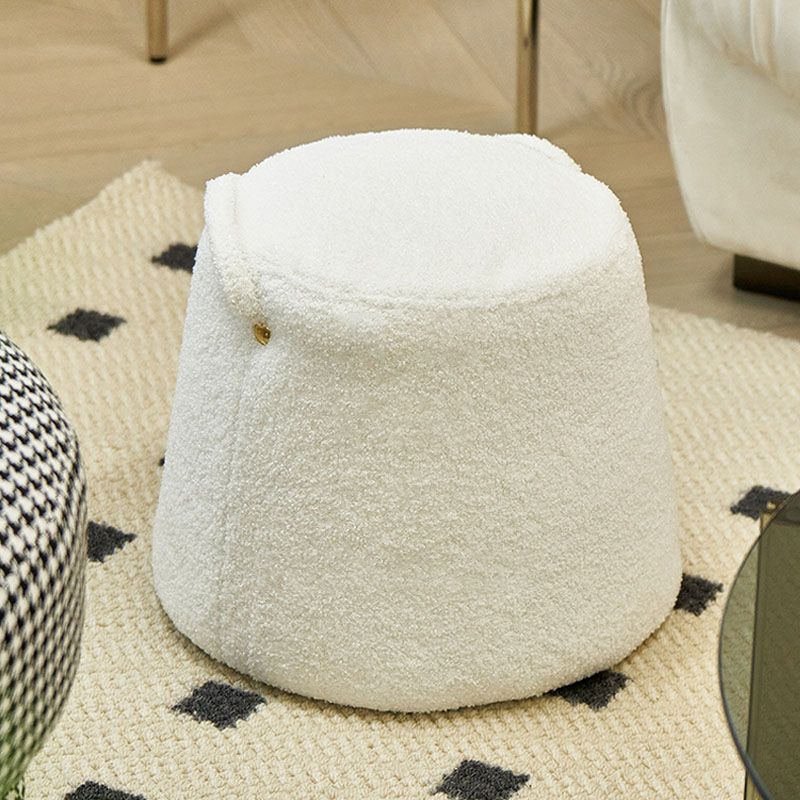Glam Ottoman Velvet Upholstered Solid Color Tear Resistant Round Ottoman