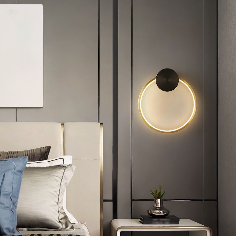 Metal Round Shape Wall Mount Lighting Modern Style 1-Light Wall Mounted Light Fixture