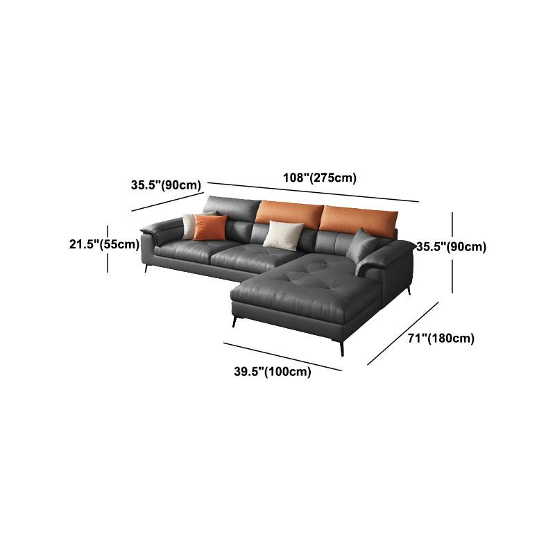 Dark Gray Cushion Back Contemporary Stain-Resistant Storage Sofa