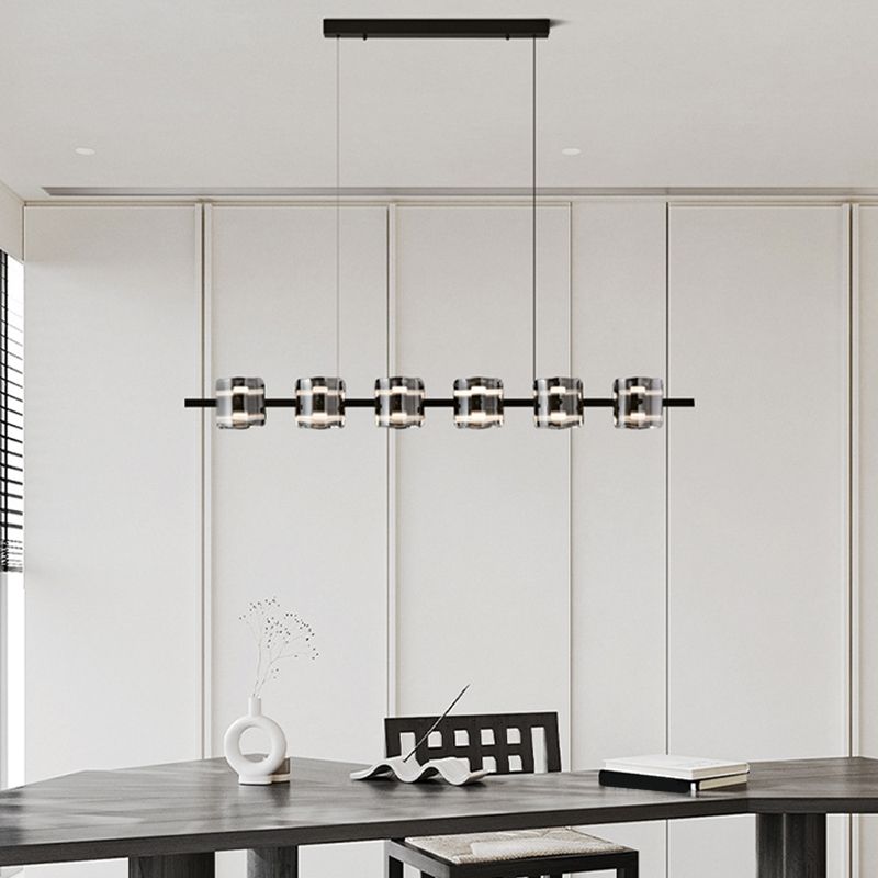 Contemporary Black Hanging Pendant Lights with Glass Shade for Dining Room
