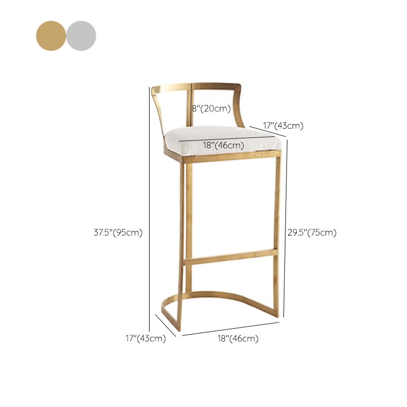 White Upholstered Bar Stools Backrest Counter Stool with Metal Base