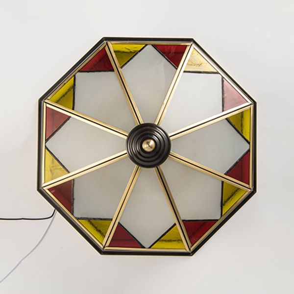 Living Room Colonial Style Ceiling Light Metal Glass Multi Head Overhead Lighting Fixture