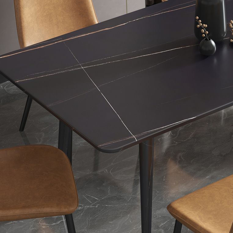 Stone Top Dining Table Industrial 4 Legs Dining Table for Dining Room
