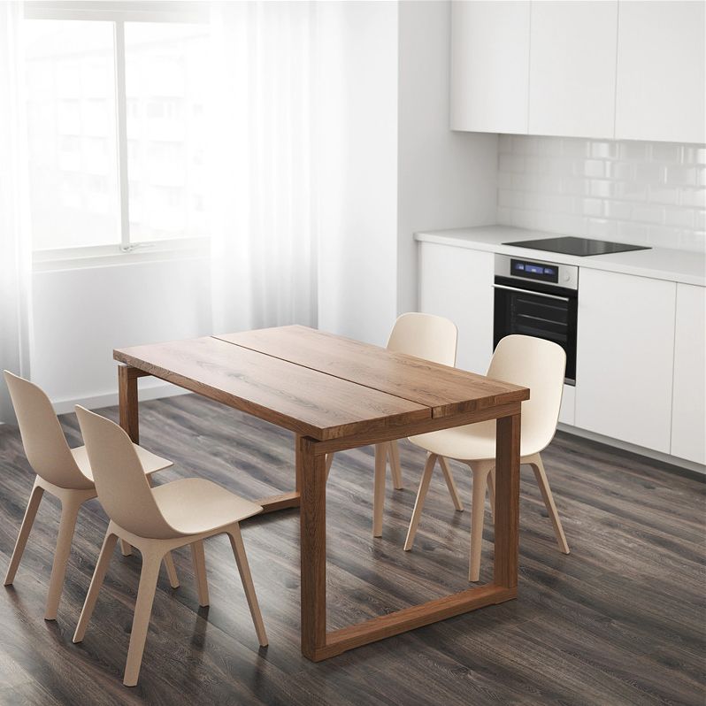 Rectangle Casual Dining Table Wood Color Fixed Table with Ashwood Solid Wood