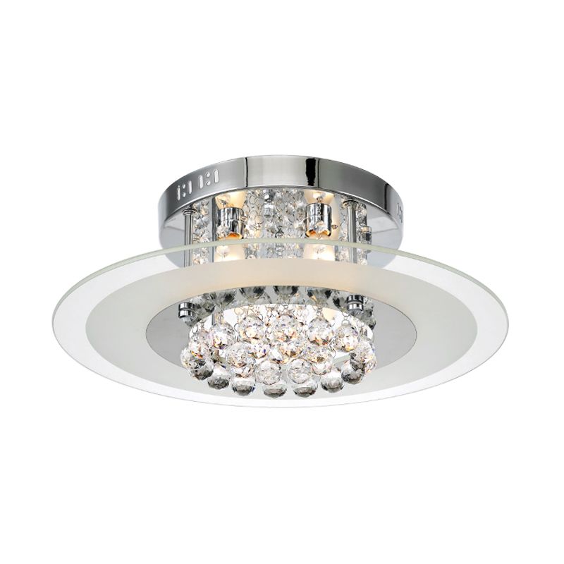 4 Lights Bedroom Flush Mount Contemporary Round Crystal Ceiling Lamp in Chrome