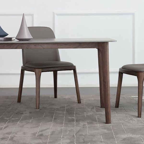Rectangle Sintered Stone Dining Table Grey Stone Top Table with 4 Legs
