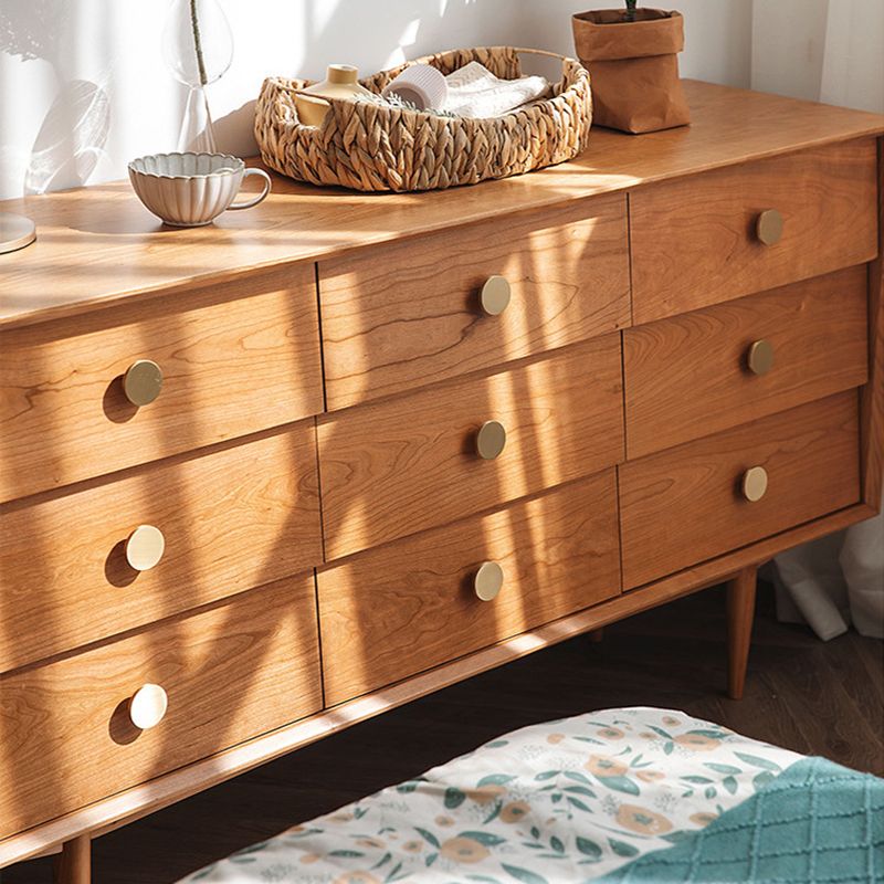 Modern Chest Pine 9 - Drawer Rectangle Straight Legs Accent Chest