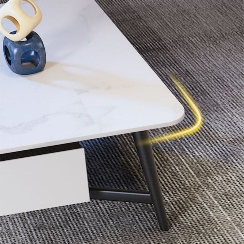 Modern Style Rock Slate Black Gold/white Gold/White Black with 2 Drawer Coffee Table