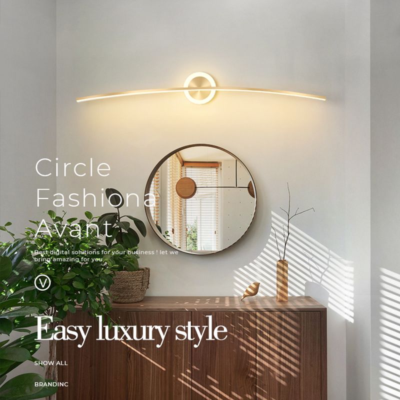 Linear Shape Metal Wall Light Modern Style 2 Lights Mirror Wall Mount Light