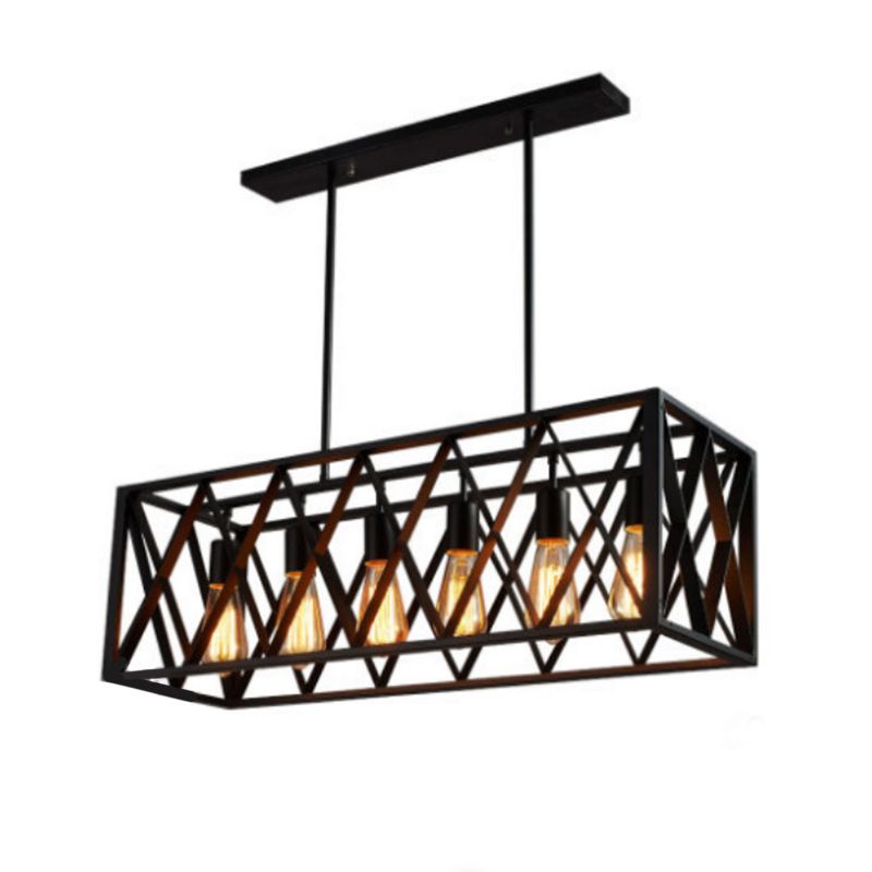 Rectangle Pendant Lighting Industrial Metal Pendant Light Kit in Black