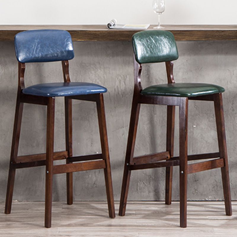 Industrial Style Bar-stool Square Seat Counter Bar Stool with Wooden Legs