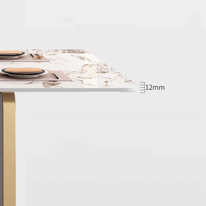 Modern Sintered Stone Dining Table Set with Rectangle Table and Metal Base Dining Set for Home Use