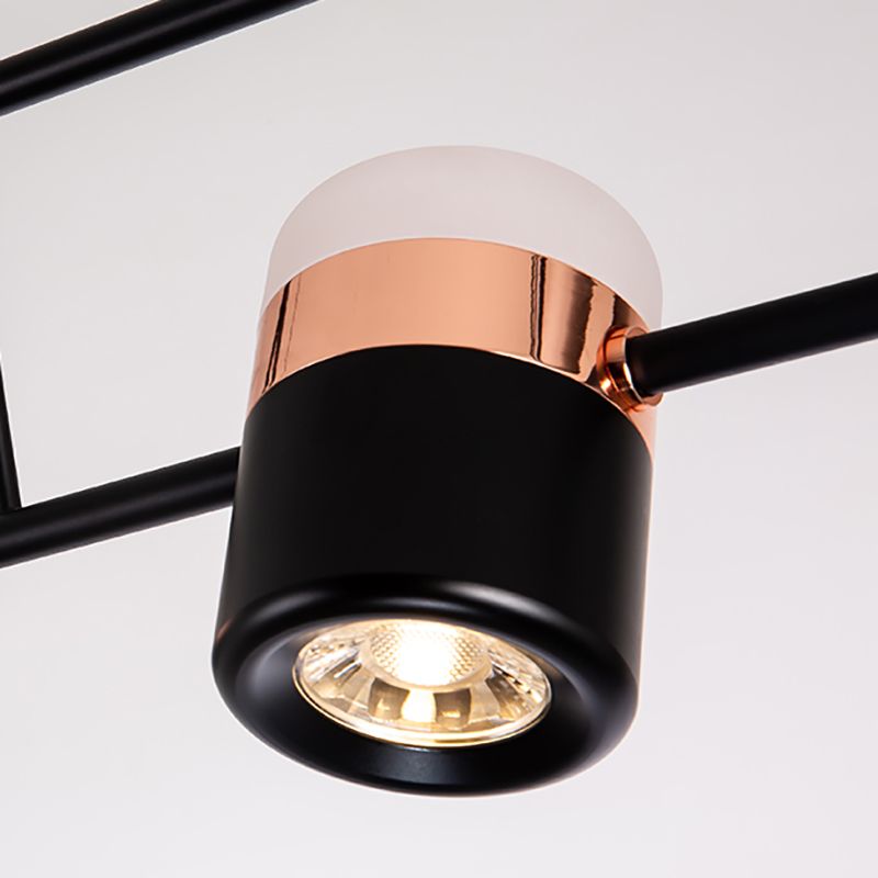 Modern Aluminum Track Light Cylinder Multi-Head Restaurant Hanging Lamp with Acrylic Shade