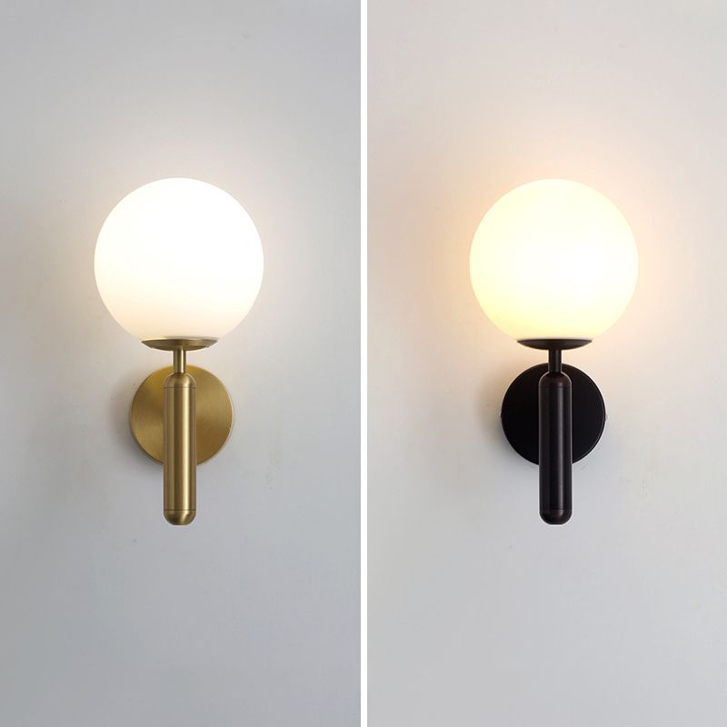 Modern Style Globe Wall Light Glass 1 Light Sconces for Bedroom