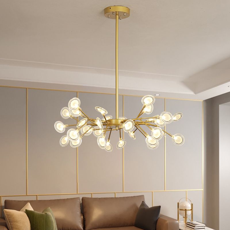 Candelera de lámpara de lámpara colgante posmoderna enchufefirlies lámpara de techo de vidrio para sala de estar