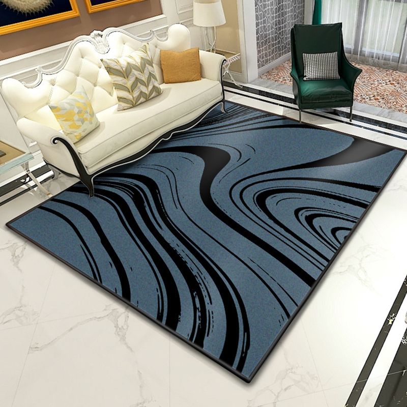 Modern Abstract Lava Print Rug Multi-Colored Modern Carpet Polypropylene Stain Resistant Non-Slip Backing Machine Washable Rug for Home