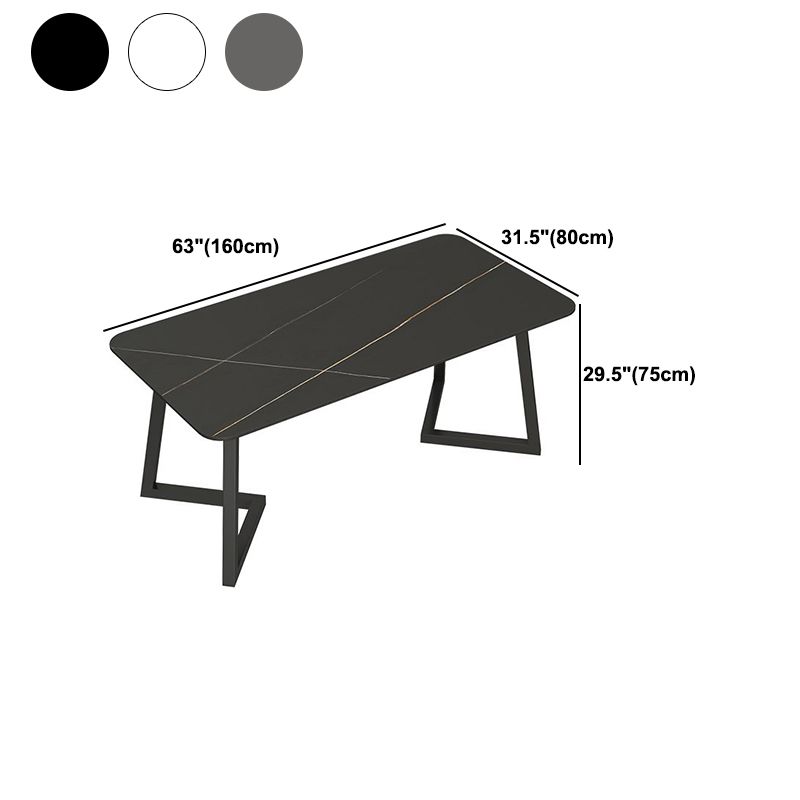 Sintered Stone Rectangle Dining Table Modern Dining Room Table with Double Pedestal