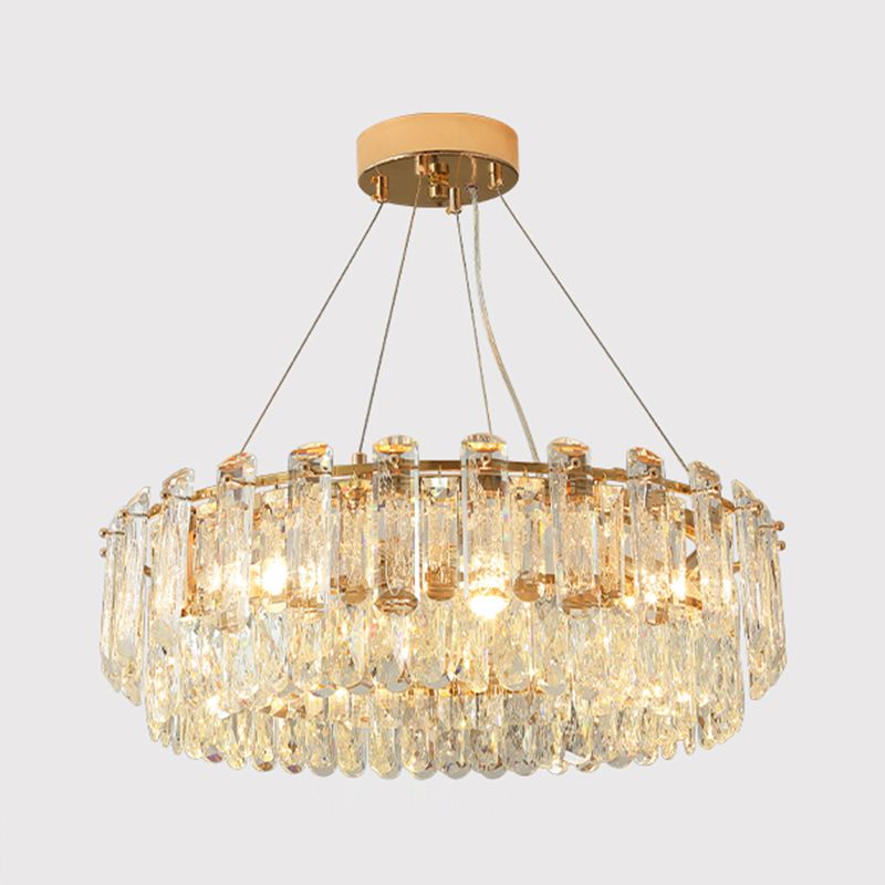 Luce lampadario a tonalità rotonda Luce a sospensione in cristallo in stile moderno per sala da pranzo