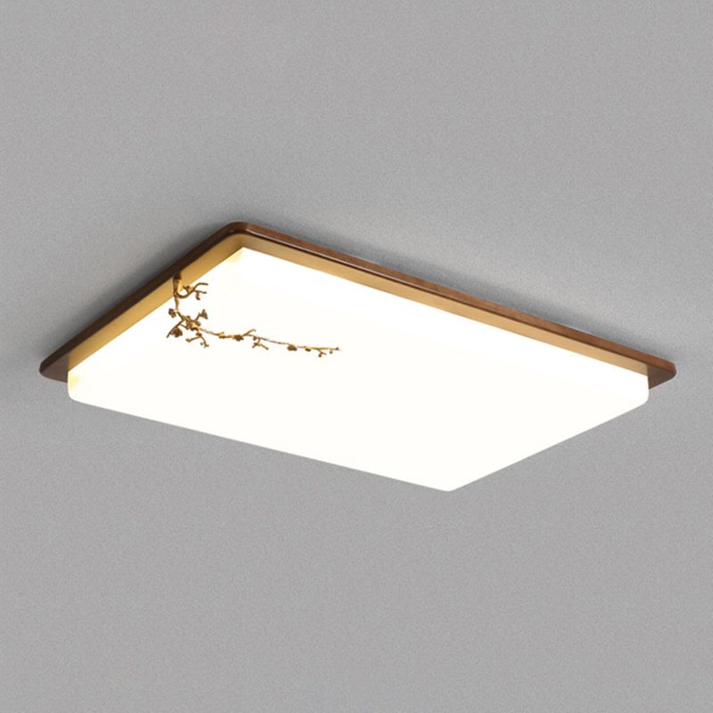 Moderne geometrische LED-Deckenleuchte für Wohnzimmer aus Holz mit goldenem Baumdekor