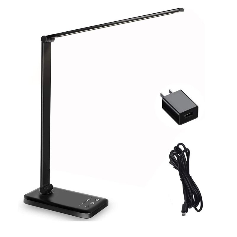 Lámpara de mesa USB con control táctil, luz de mesa LED plegable de metal estilo tarea para dormitorio