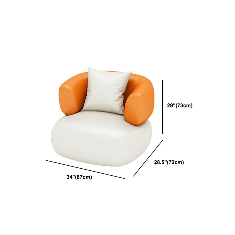 Faux Leather Curved Sofa Modern Sloped Arm Sofa for Living Room