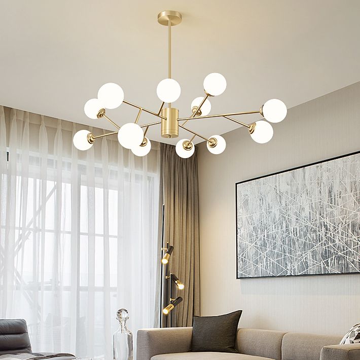 Gold Simplicity Chandelier Light Globe Glass Shade Pendant Lamp for Living Room