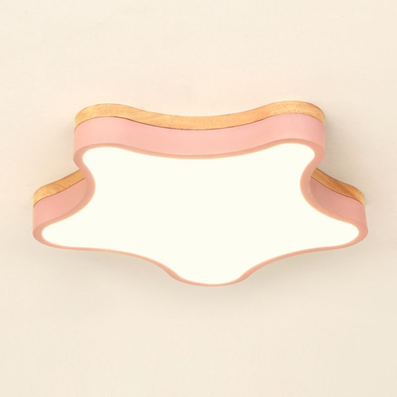 Nordic Macaron Schlafzimmer Deckenleuchte Sternform Gummi Holz Acryl Lampenschirm Kinderzimmer