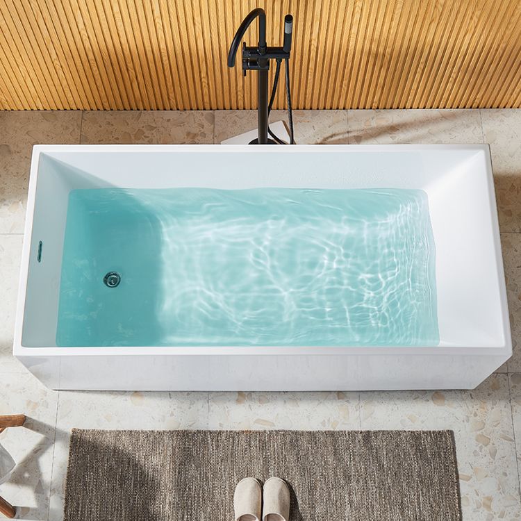 Modern Rectangle Acrylic Bathtub Freestand Soaking Bathtub with Drain Bath Tub